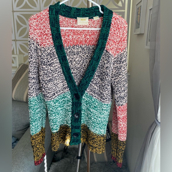 NWOT | Anthropologie | Maeve | Harmony Knit Cardigan | Botton Down | Striped | M - Picture 2 of 10